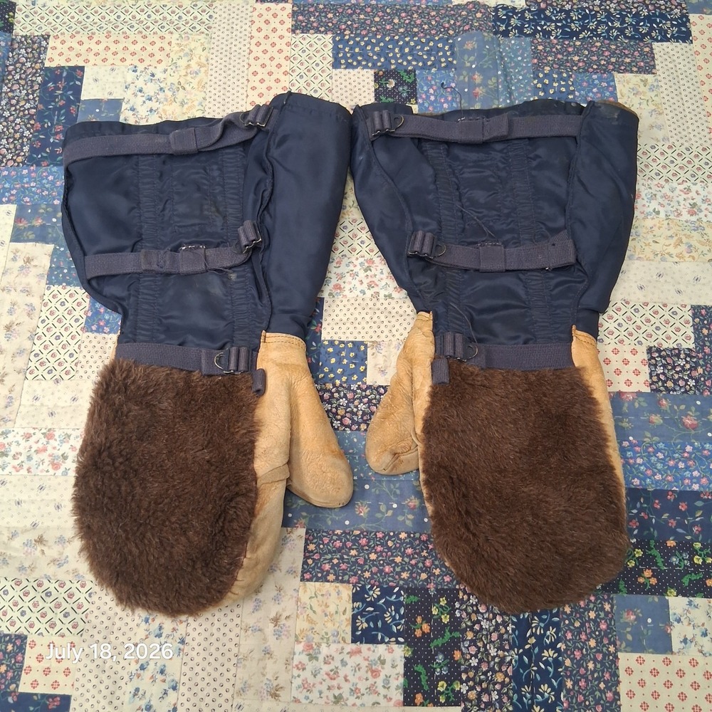 True Vintage USAF N-4A Air Crew Flight Mittens Selby Complete Wool Liners Large